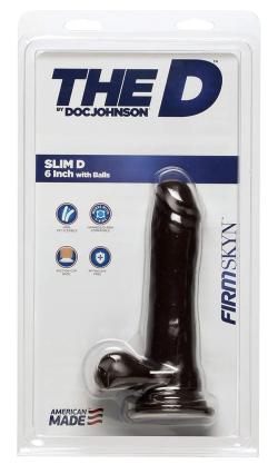 Realistic ''The D Slim'' - Doc Johnson - Black - Size 6 Inches