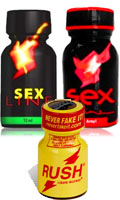 Cliquez pour voir la fiche produit- 3 Poppers: Sexline original, Sexline red, Rush